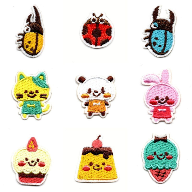 Embroidery Lady Bug - 50개/묶음 스티커형 애니메이션 자수 패치 무당벌레