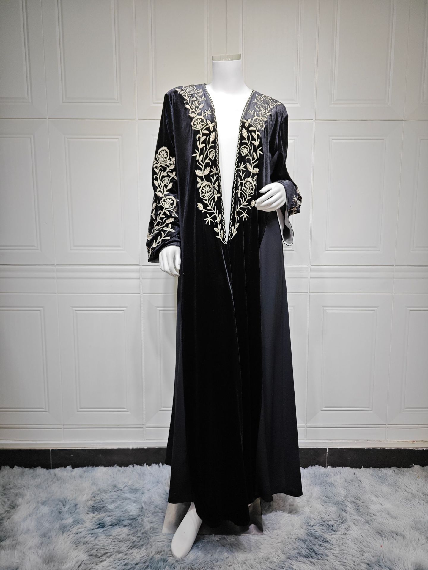 벨벳 오픈 아바야 두바이 카프탄 여성 무슬림 자수 드레 - Embroidery Kebaya 리뷰 및 가격