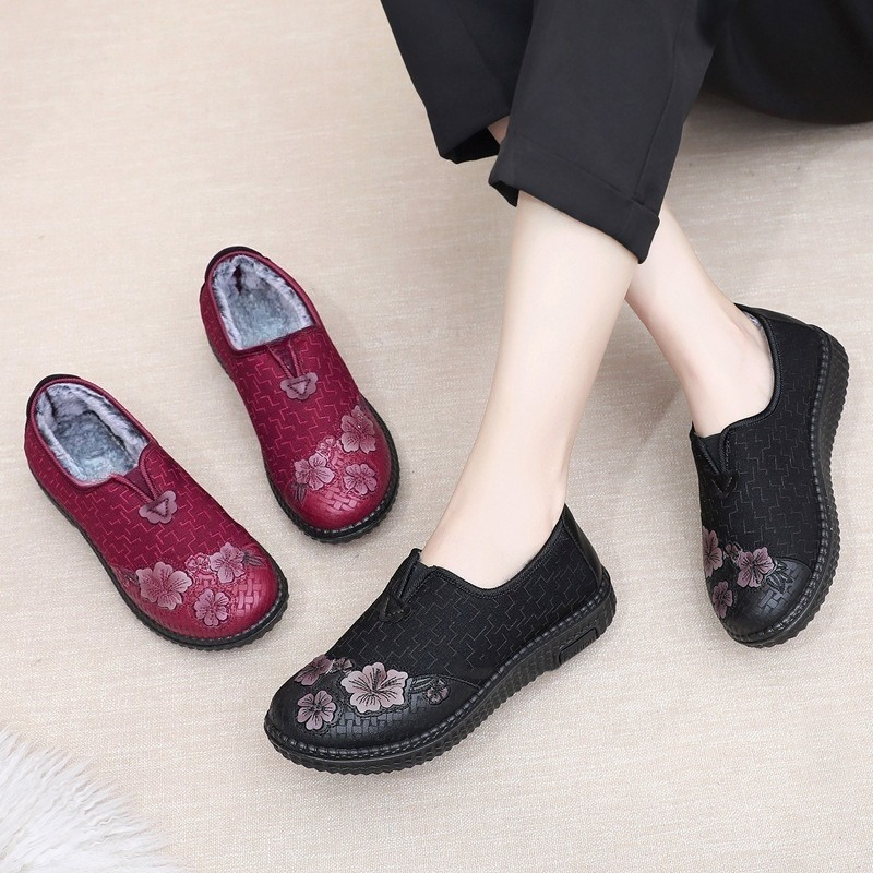 여성용 겨울 플러시 안감 슬립온 신발 꽃무늬 자수 부드 - Embroidery Online 리뷰 및 가격