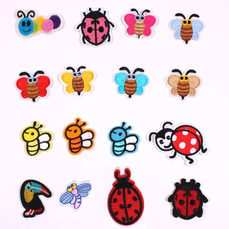 100개/묶음 작은 자수 패치 투칸 애벌레 딱정벌레 벌 - Embroidery Lady Bug 리뷰 및 가격