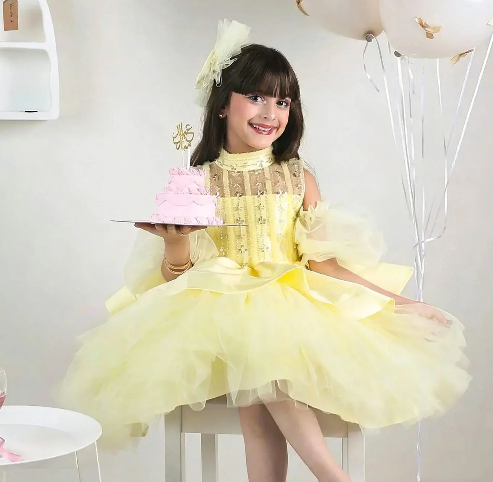 결혼식을위한 노란색 꽃 소녀 드레스 스팽글 오프 숄더  - Embroidery Yellow Dress 리뷰 및 가격