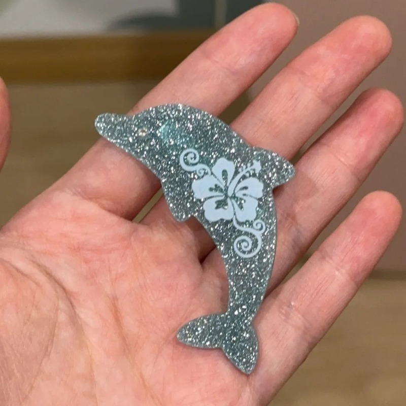 Y2K 하와이안 돌핀 동물 헤어 클립 글리터 만화 KT - Embroidery Reddit 리뷰 및 가격