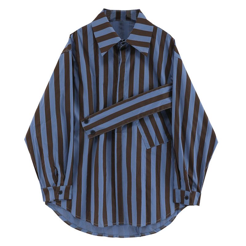 비대칭 개성 있는 한국 스트라이프 셔츠, 캐쥬얼 및 패 - Embroidery Online 리뷰 및 가격